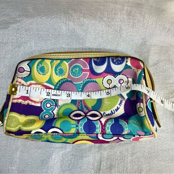 COACH Signature Poppy C Multicolor Make Up Cosmetic Case Pouch - Picture 5 of 6